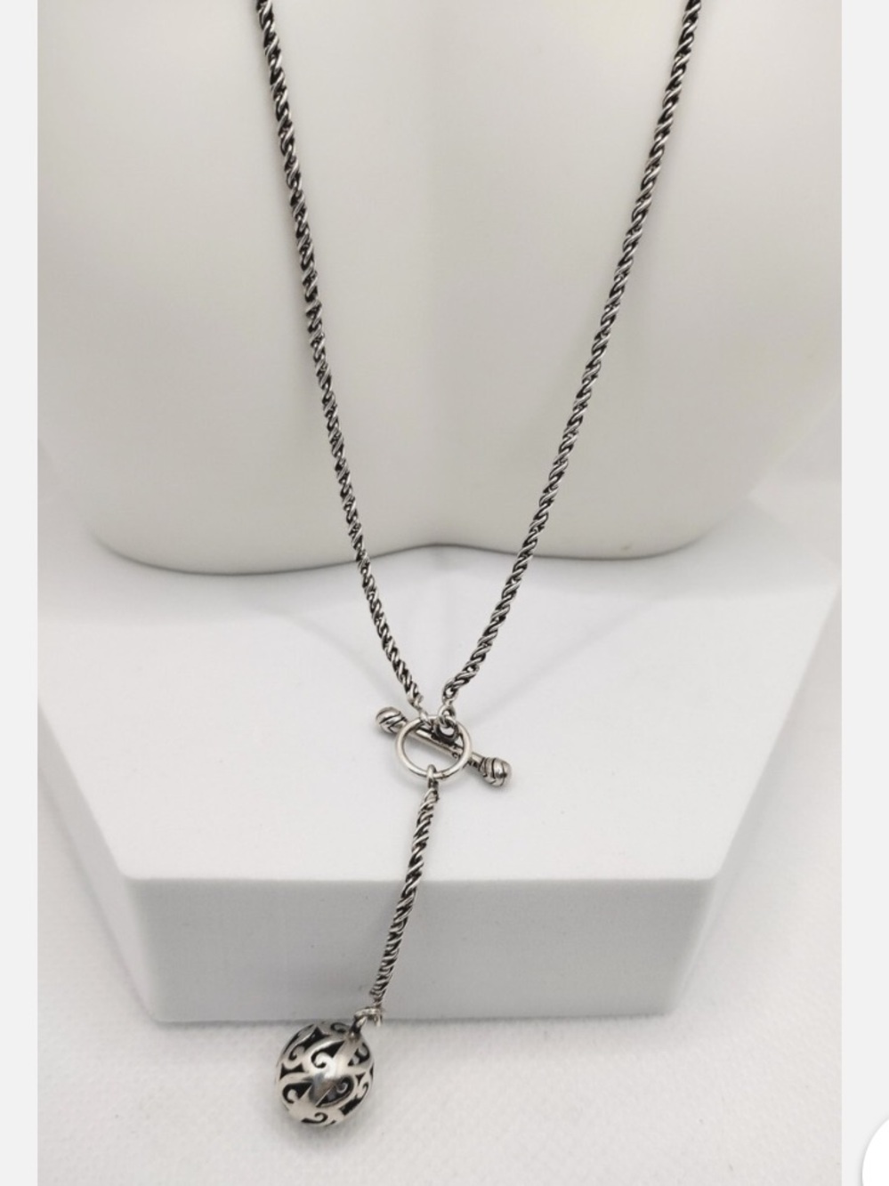 Silpada Sterling Silver Twisted Lariat Necklace with Filigree Drop